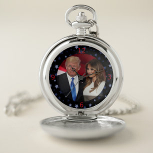 PRESIDENT DONALD TRUMP & MELANIA POCKET WATCH