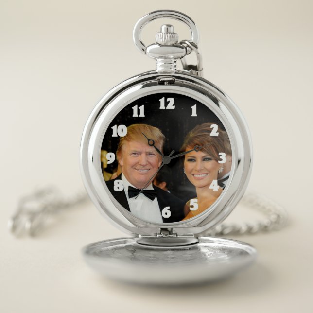 PRESIDENT DONALD TRUMP & MELANIA POCKET WATCH (Inside)
