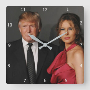 PRESIDENT DONALD TRUMP & MELANIA SQUARE WALL CLOCK