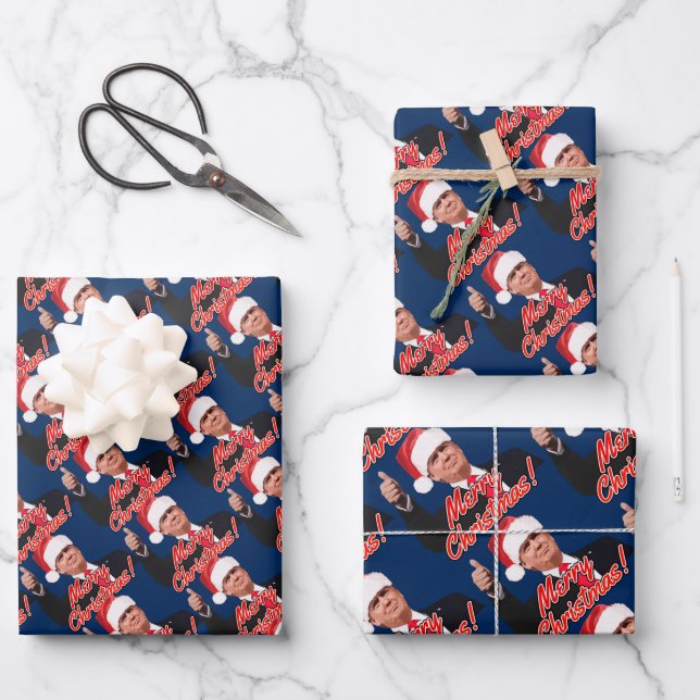 President Donald Trump Merry Christmas Wrapping Paper Sheets (Front)