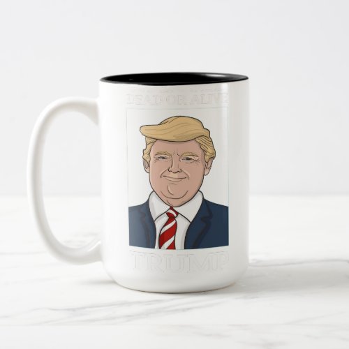 President Donald Trump Mugshot Wanted Funny Photo Two_Tone Coffee Mug