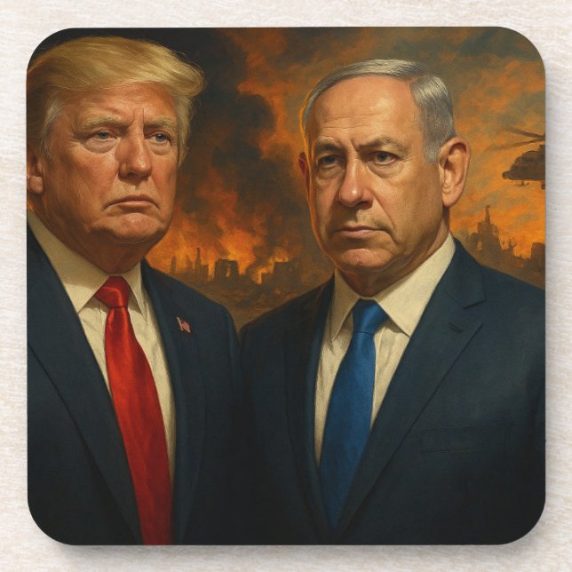 President Donald Trump & Netanyahu Keepsake Box Beverage Coaster (Front)