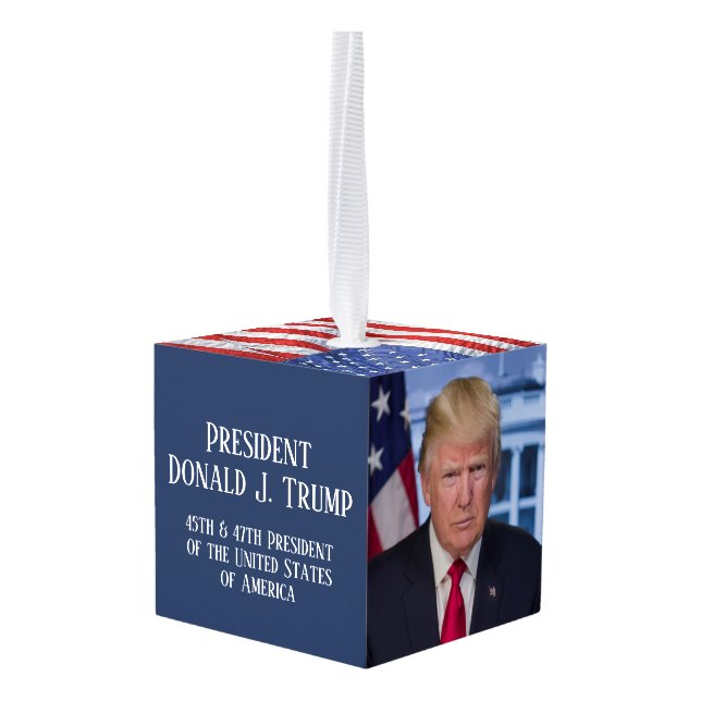 President Donald Trump Ornaments 2025 Photo Gift (Back Angled)