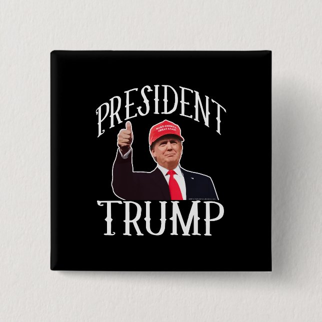 President Donald Trump Red Hat Thumbs Up Button (Front)