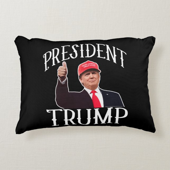 President Donald Trump Red Hat Thumbs Up Decorative Pillow (Front)