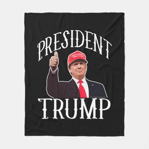 President Donald Trump Red Hat Thumbs Up Fleece Blanket