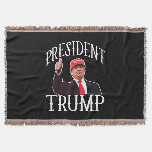 President Donald Trump Red Hat Thumbs Up Keepsake Throw Blanket