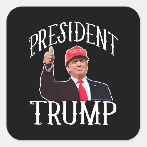 President Donald Trump Red Hat Thumbs Up Square Sticker