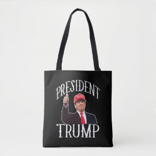 President Donald Trump Red Hat Thumbs Up Tote Bag