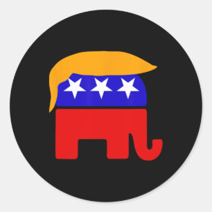 President Donald Trump Republican Elephant Hair Classic Round Sticker