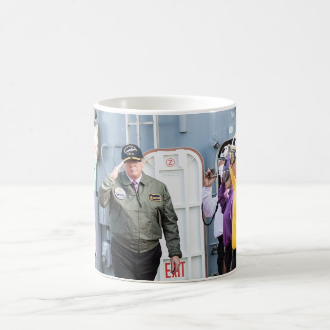 President Donald Trump Salutes Sailors Coffee Mug (Center)