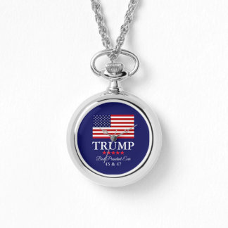 PRESIDENT DONALD TRUMP SILVER NECKLACE WATCH