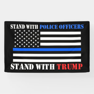 President Donald Trump Stand with Police Officers  Banner