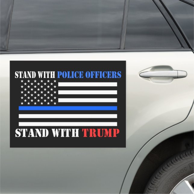 President Donald Trump Stand with Police Officers  Car Magnet (In Situ)