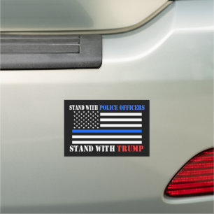 President Donald Trump Stand with Police Officers  Car Magnet