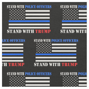 President Donald Trump Stand with Police Officers Fabric