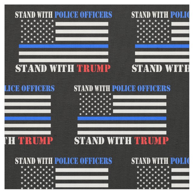President Donald Trump Stand with Police Officers  Fabric (Close Up)