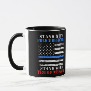 President Donald Trump Stand with Police Officers  Mug