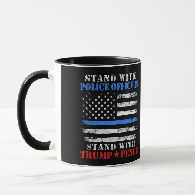 President Donald Trump Stand with Police Officers  Mug (Left)