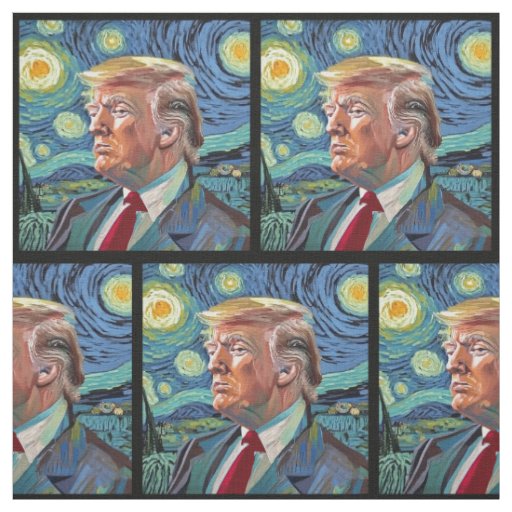 President Donald Trump Starry Night Van Gogh Art Fabric