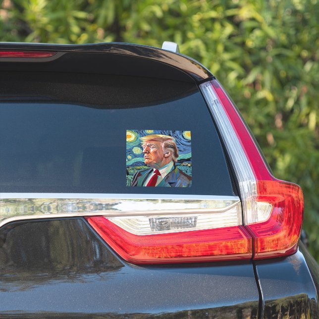 President Donald Trump Starry Night Van Gogh Art Sticker (Car Side)