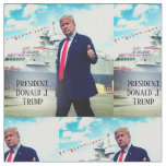 President Donald Trump Thumbs Up Naval Ship Fabric