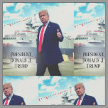 President Donald Trump Thumbs Up Naval Ship Fabric