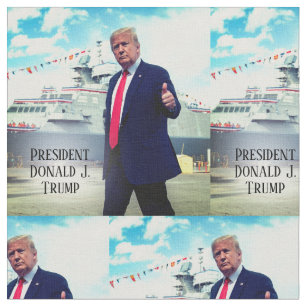President Donald Trump Thumbs Up Naval Ship Fabric