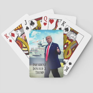 President Donald Trump Thumbs Up Naval Ship Poker Cards