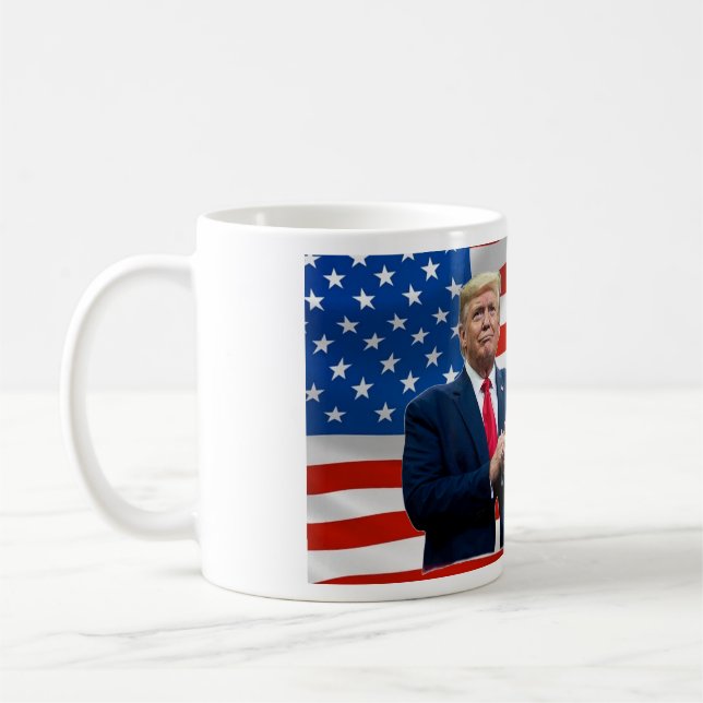 President Donald Trump USA Flag Coffee Drink Mug (Left)