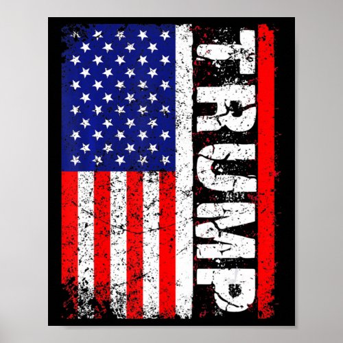 PRESIDENT Donald Trump  Vintage USA Flag Poster