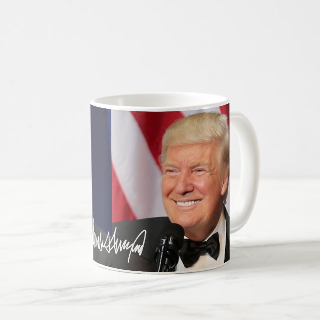 President Donald Trump With His Signature Coffee Mug (Front Right)
