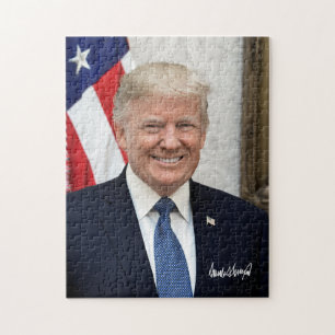 President Donald Trump With His Signature Jigsaw Puzzle