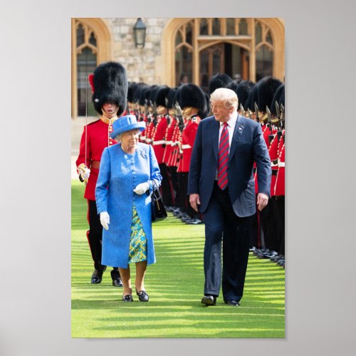 President Donald Trump With Queen Elizabeth II Poster