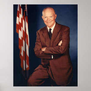 President Eisenhower and The American Flag Poster