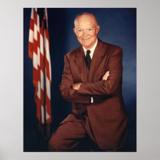 President Eisenhower and The American Flag Poster