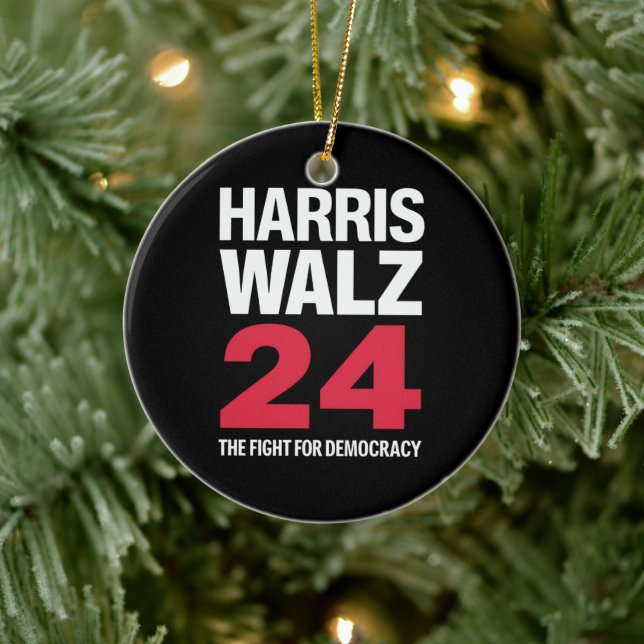 President Elect Kamala Harris & Tim Walz 2024  Ceramic Ornament (Tree)
