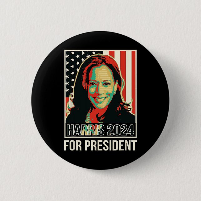 President Election Harris 2024 For President  Button (Front)