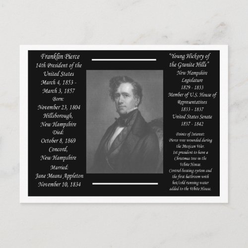 President Franklin Pierce Postcard