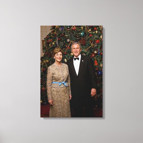 President George Bush Laura Christmas White House Canvas Print