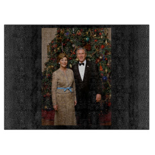 President George Bush, Laura Christmas White House Cutting Board