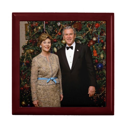 President George Bush Laura Christmas White House Gift Box