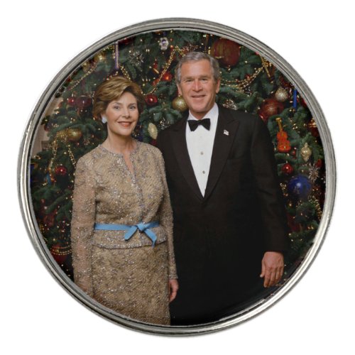 President George Bush Laura Christmas White House Golf Ball Marker