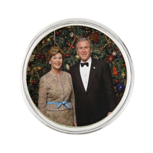 President George Bush Laura Christmas White House Lapel Pin