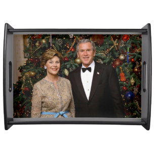 President George Bush, Laura Christmas White House Serving Tray