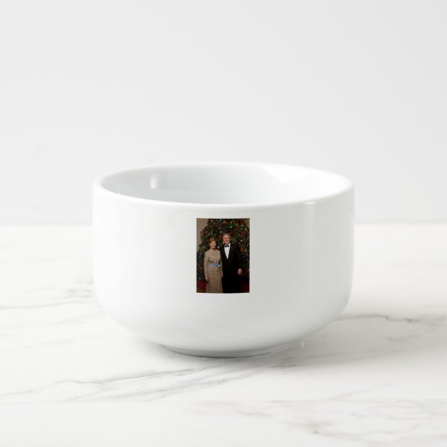 President George Bush, Laura Christmas White House Soup Mug (Front)