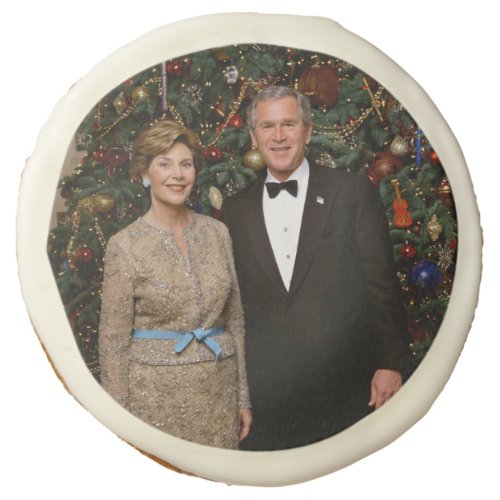 President George Bush Laura Christmas White House Sugar Cookie