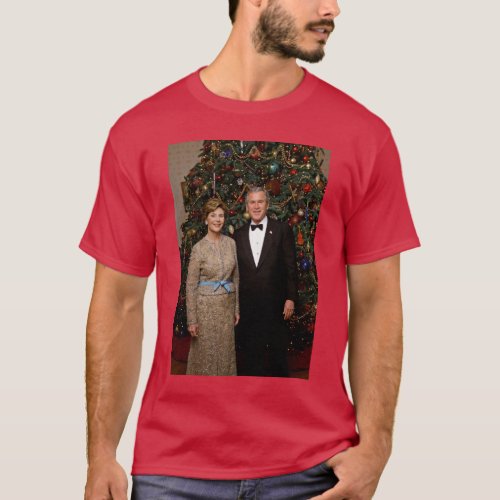 President George Bush Laura Christmas White House T_Shirt