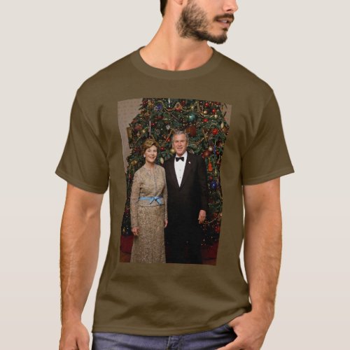 President George Bush Laura Christmas White House T_Shirt
