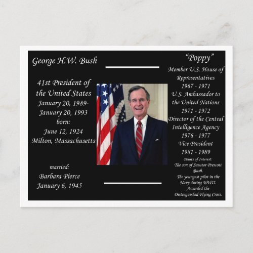 President George HW Bush Postcard